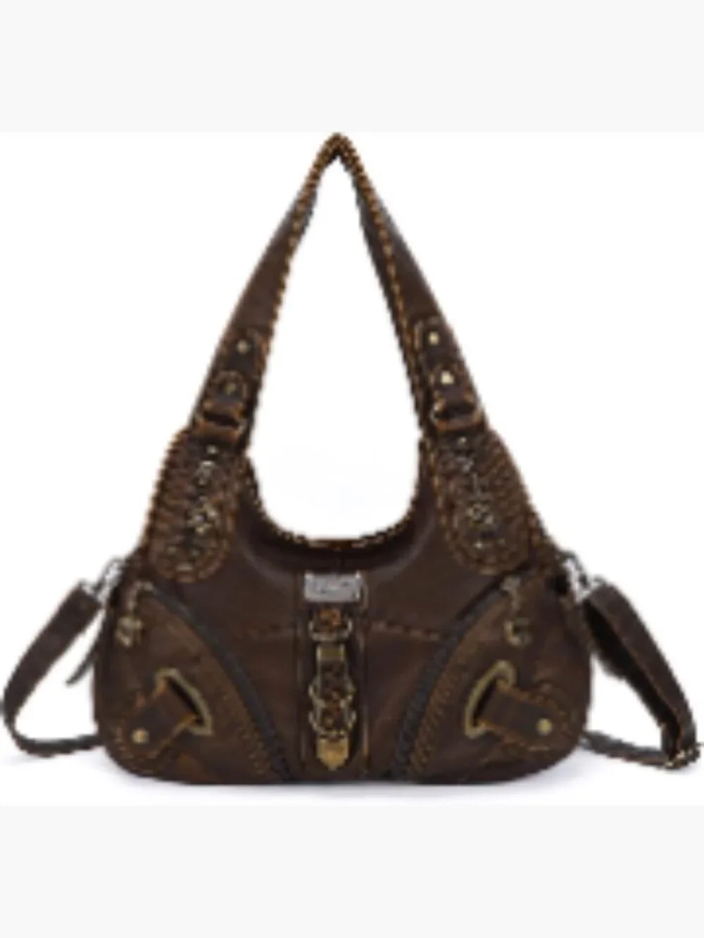 Washed PU Leather Hobo Satchel Handbag Women Large Shoulder Bag
